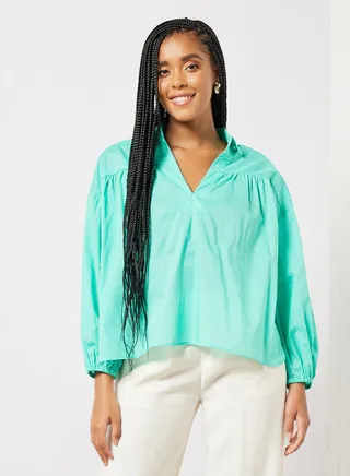 Collared Cotton Blouse