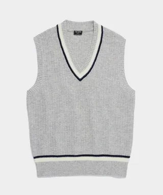 Lambswool Cricket Sweater Vest in Silver Grey