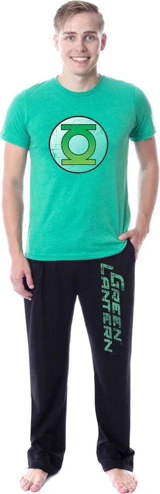 DC Comics Mens' Green Lantern Logo Character Distressed Sleep Pajama Set (M) Multicolored