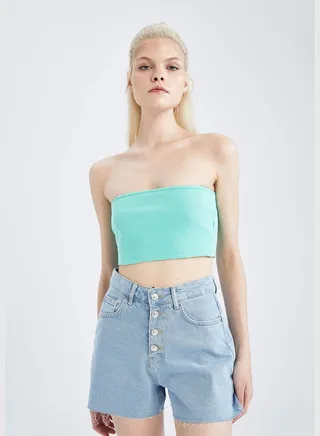 Fitted Strapless Camisole Crop Vest