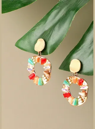 Gold Plated Party Designer Stone Drop Earring For Women