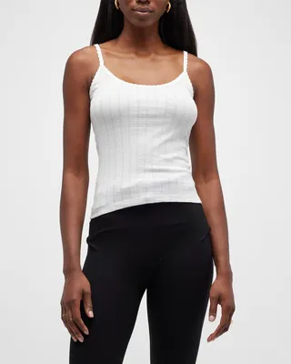 Cotton Pointelle Scalloped Tank Top