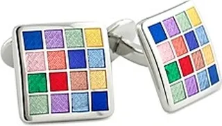 David Donahue Sterling Silver Multi Checkerboard Cufflink
