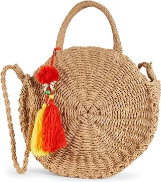 Woven Round Two-Way Tote