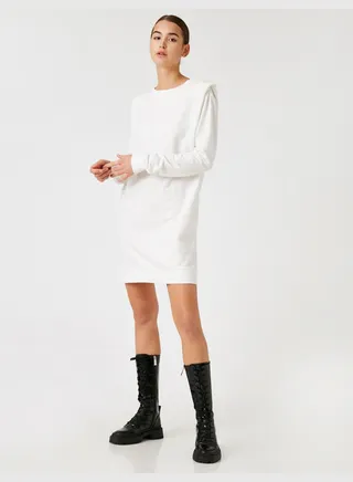 Crew Neck Shoulder Pad Sweatshirt