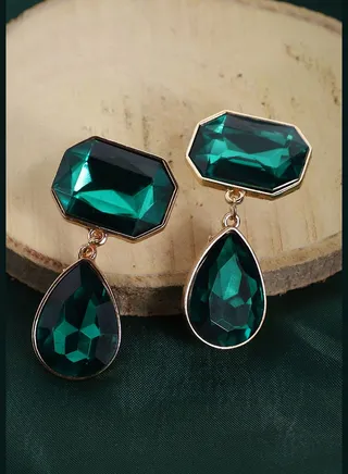 Gold Plated Designer Stone Party Drop Earring For Women