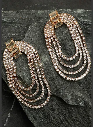 Gold Plated Party Designer Stone Drop Earring For Women