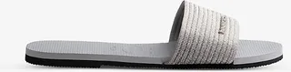 Womens Ice Grey You Malta Striped Woven Sandals