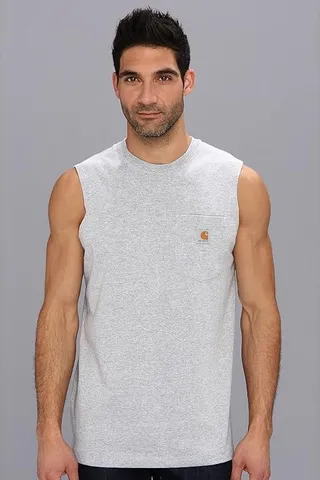 Carhartt Workwear Pocket Sleeveless T-Shirt (Heather Gray) Men's T Shirt