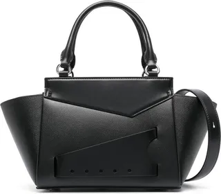 Snatched asymmetric leather tote bag