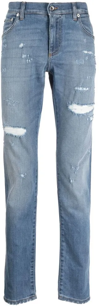 Logo-Plaque Distressed Jeans