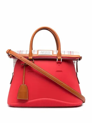 Check-Print Panel Tote Bag