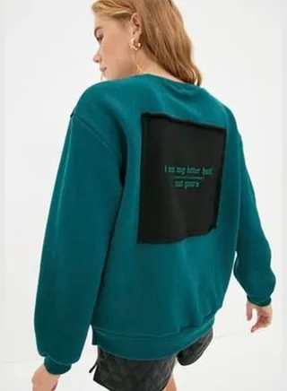 Oil Printed Basic Knitted Sweatshirt