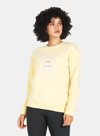Crew Neck Casual Printed Sweatshirt Mellow Yellow