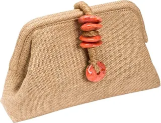 Serena Uziyel Petra Natural & Coral Linen Bag - Brown