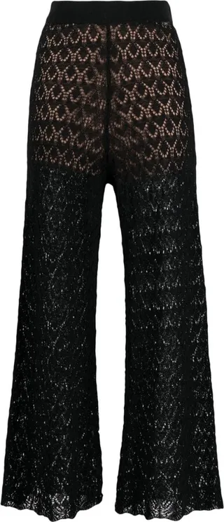Open-Knit Flared Cropped Trousers