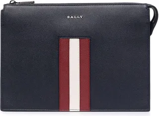 Large Pebbled Stripe-Trim Clutch