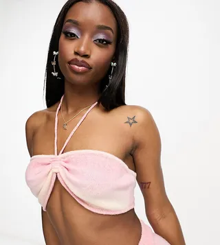 ASYOU knitted halter bra top in ombre - part of a set