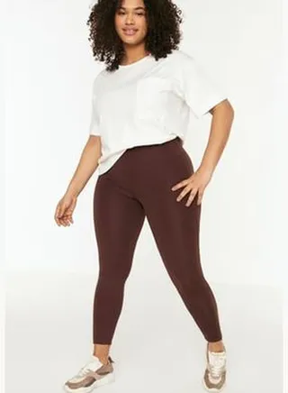Brown Knitted Compression Sports Leggings TBBSS22TY0020