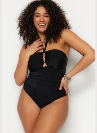 Black Halterneck Accessory Detailed Swimsuit