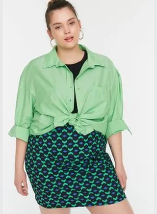 Green Boyfriend Woven Shirt TBBSS22GO0323