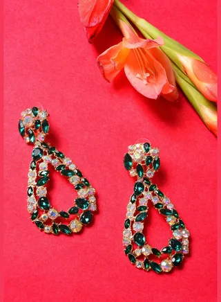 Gold Plated Designer Stone Drop Earring