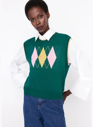 Green Crop Knitwear Sweater TWOAW22BZ0061