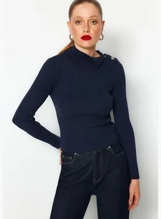 Navy Blue Premium Thread / Special Thread Knitwear Sweater TWOAW24KZ00094