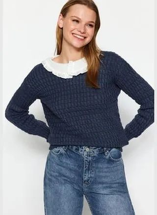 Navy Blue Knitwear Sweater TWOAW24KZ01281