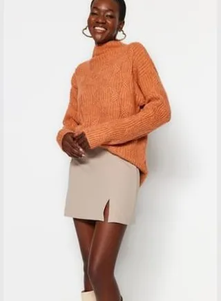 Cinnamon Soft-Texture, Patterned Knitwear Sweater TWOAW24KZ00725