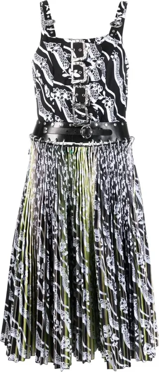 Graphic-Print Belted Dress