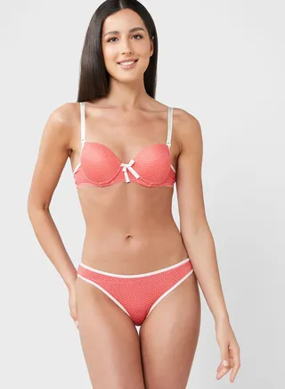 Polka Print Bra & Brief Set