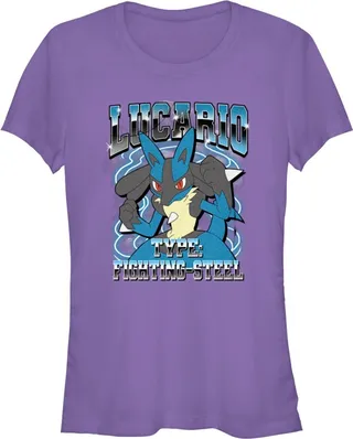 Junior's Pokemon Lucario Type: Fighting-Steel T-Shirt - Purple - 2X Large