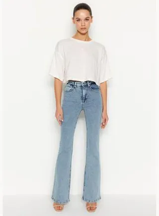 Blue High Waist Flare Jeans TWOSS24JE00043