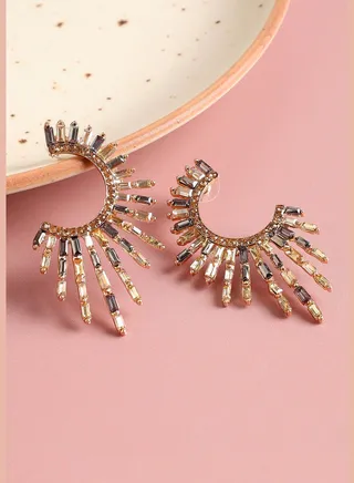 Gold Plated Designer Stone Ear Cuffs