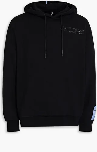Printed French cotton-terry hoodie