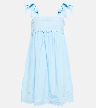 Scalloped cotton minidress