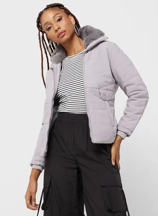 Longline Padded Jacket With Hood