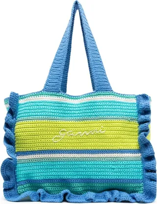 Striped Crochet Tote Bag