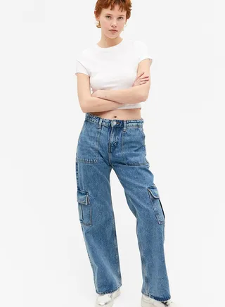 High Waist Pocket Detail Jeans