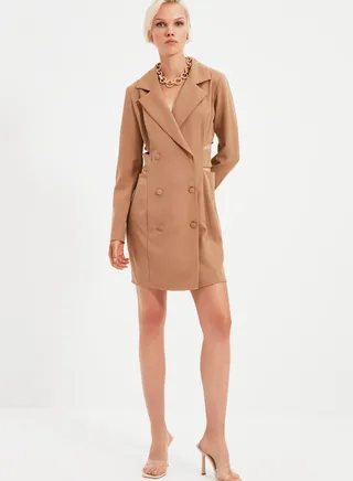 Cut Out Detail Double Breasted Dress