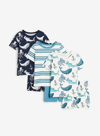 Kids 3 Pack Printed T-Shirts & Shorts Set
