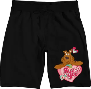 Scooby Doo "Ruv You" Men’s Black Graphic Sleep Shorts-Small