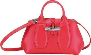 Leather Roseau Leather Tote Crossbody Bag in Red