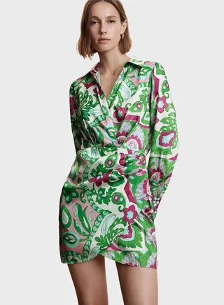 Surplice Neck Printed Dress
