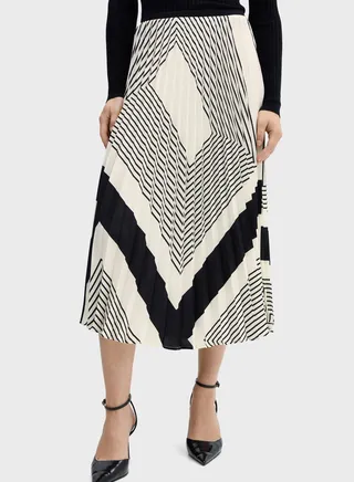 Striped Pleated Skirt