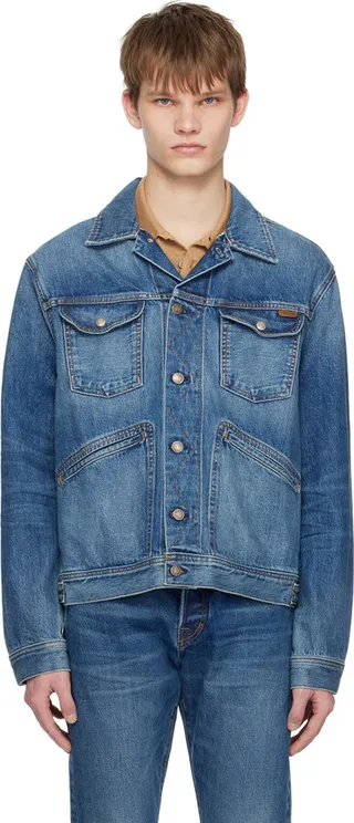 TOM FORD Blue Spread Collar Denim Jacket