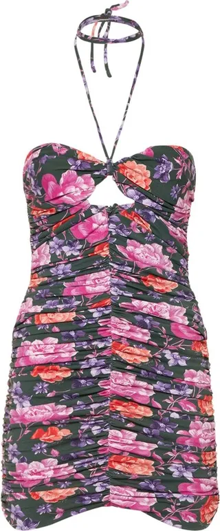 LVR Exclusive print ruched mini dress