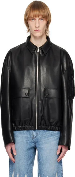 System SSENSE Exclusive Black Faux-Leather Jacket