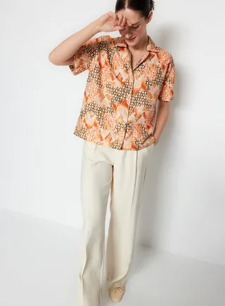 Printed Button Down Shirt